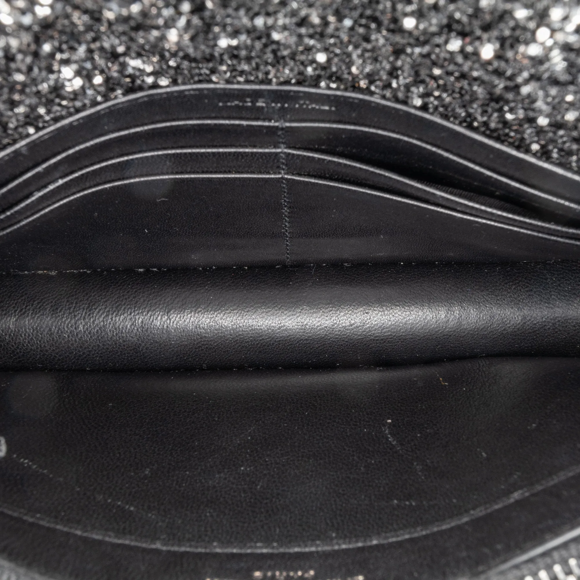 Black Saint Laurent Metallic Glitter Monogram Kate Tassel Chain Wallet Crossbody Bag
