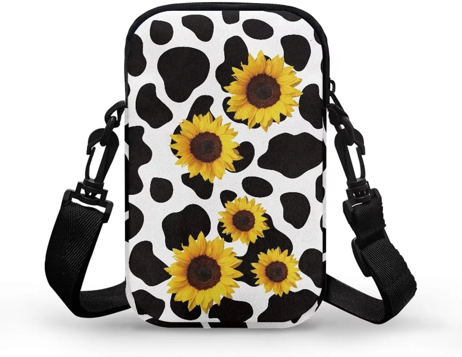 Black Spots Crossbody Purses for Women Sunflower Cross Body Bag for Woman Crossbody Bag for Workout Running Traveling Hiking Gym Cross Body Bag Portable