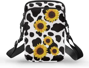 Black Spots Crossbody Purses for Women Sunflower Cross Body Bag for Woman Crossbody Bag for Workout Running Traveling Hiking Gym Cross Body Bag Portable