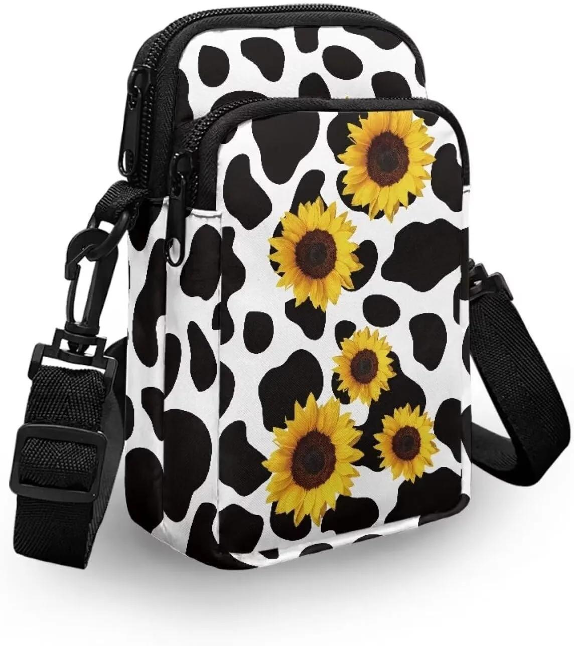 Black Spots Crossbody Purses for Women Sunflower Cross Body Bag for Woman Crossbody Bag for Workout Running Traveling Hiking Gym Cross Body Bag Portable