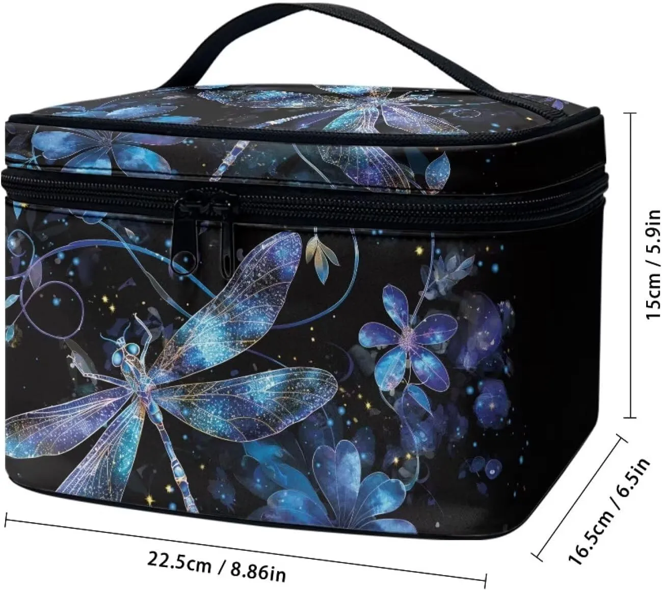 Blue Dragonfly Travel Cosmetic Bags for Women Portable Toiletry Organizer Bag Makeup Bag Coin Purse Lipstick Cosmetic Accessories Organizer Large Travel Kit Storage Pouch