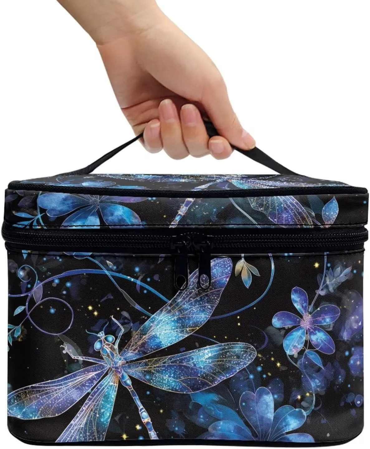 Blue Dragonfly Travel Cosmetic Bags for Women Portable Toiletry Organizer Bag Makeup Bag Coin Purse Lipstick Cosmetic Accessories Organizer Large Travel Kit Storage Pouch