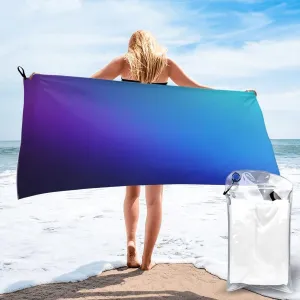Blue Gradient Premium Compact Microfiber Travel Towel-Featherlight & Quick Dry,Sand-Resistant Beach Towel for Swimming,Camping,Vacation Essentials with Carry Pouch