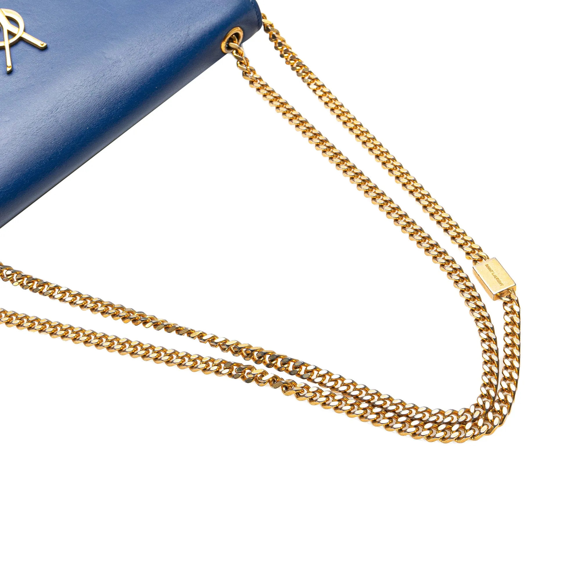 Blue Saint Laurent Medium Smooth Calfskin Monogram Kate Tassel Crossbody