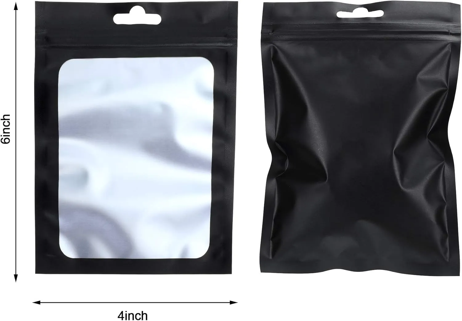 Boao 100 Pieces Resealable Foil Food Storage Bags with Clear Window Coffee Beans Candy Packaging Pouch for Food Small Business Supplies for Jewelry Self Sealed Storage Bags(4 x 6 Inch,Black)