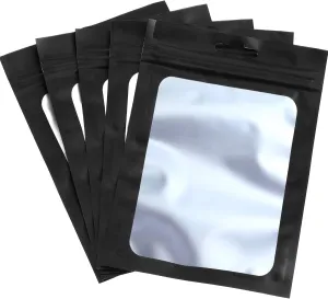 Boao 100 Pieces Resealable Foil Food Storage Bags with Clear Window Coffee Beans Candy Packaging Pouch for Food Small Business Supplies for Jewelry Self Sealed Storage Bags(4 x 6 Inch,Black)