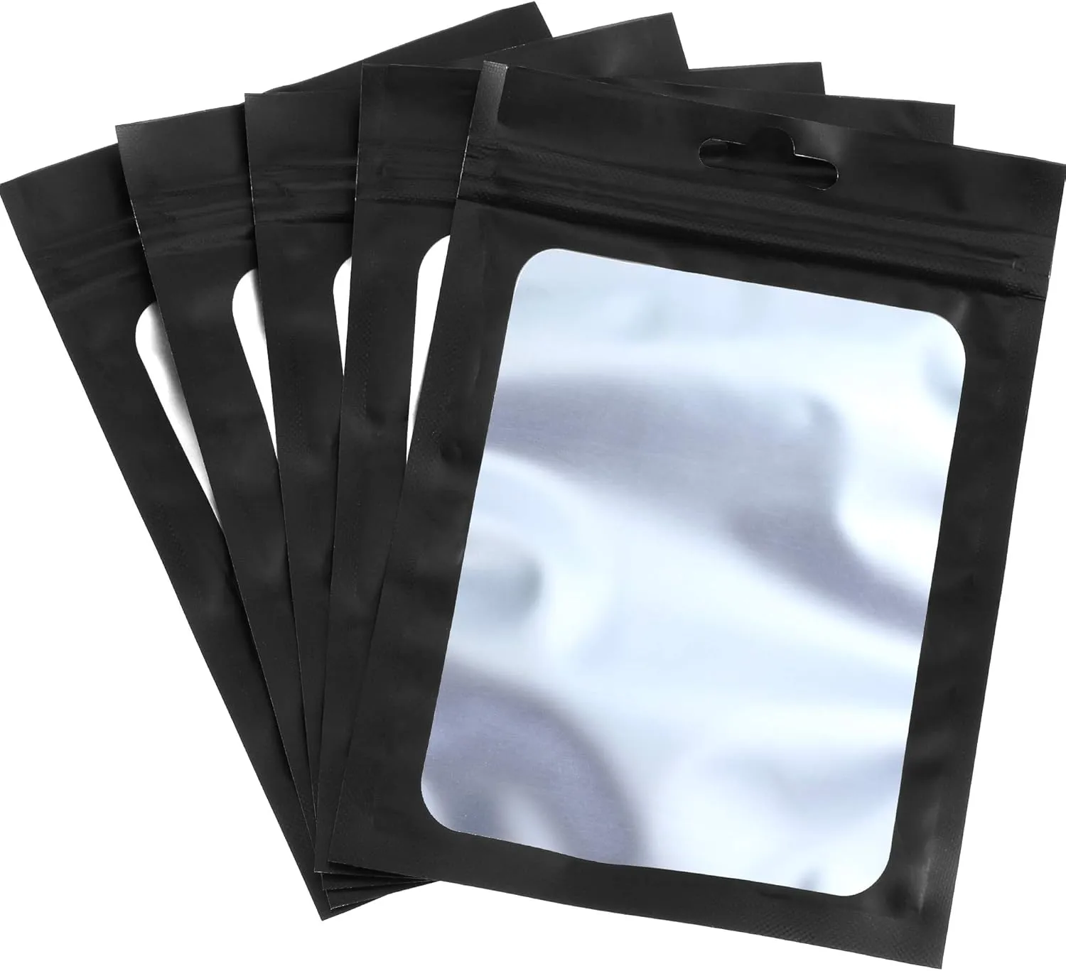 Boao 100 Pieces Resealable Foil Food Storage Bags with Clear Window Coffee Beans Candy Packaging Pouch for Food Small Business Supplies for Jewelry Self Sealed Storage Bags(4 x 6 Inch,Black)
