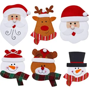 Boao 6 Pieces Christmas Cutlery Pockets/Holder Table Tableware Silverware Pouches Bags Decoration, Fit for Christmas Party, Home or Restaurant Dinner Flatware Holders