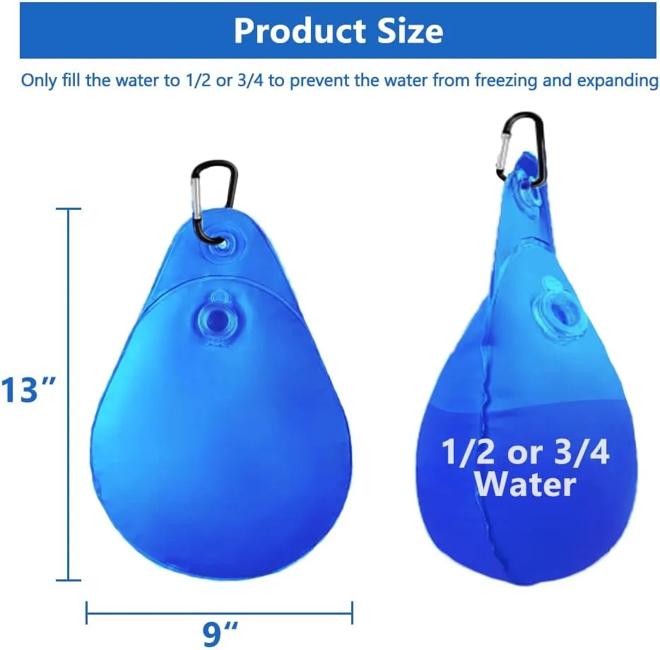 Boat Cover Water Bag with Hook, Marine Mooring Hanging Pouch Kit Boat Accessories, Windproof Winterizing Weight Waterbags, Blue, 8 Pcs