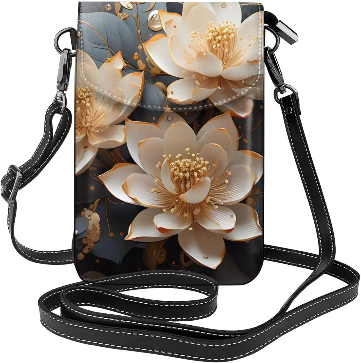 Bohemian Golden Lotus Women's crossbody bag, crossbody phone bag, tassel wallet with shoulder strap, best gift for women.