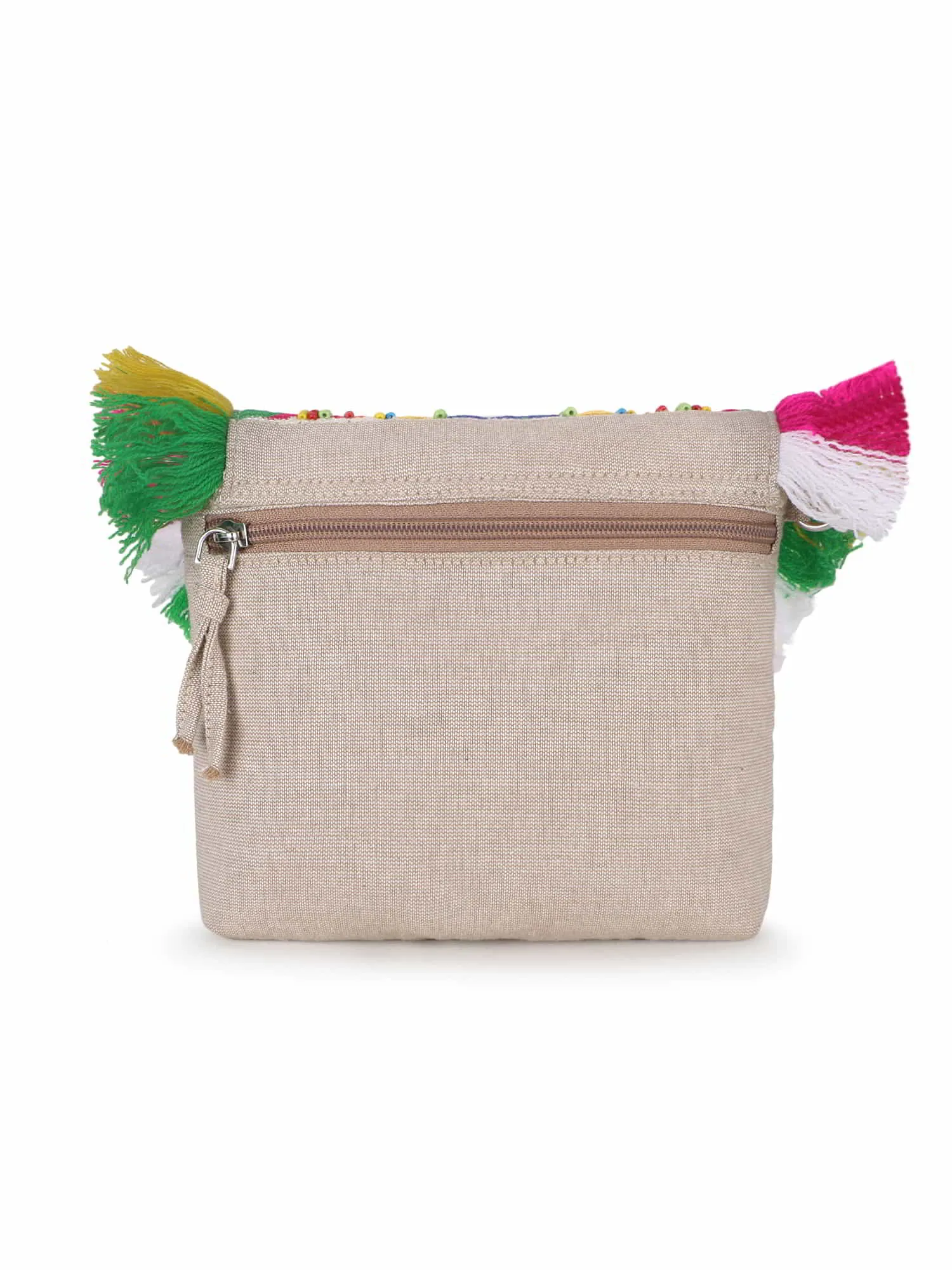 Boho Cotton Canvas Ethnic Motifs Embellished Sling Bag