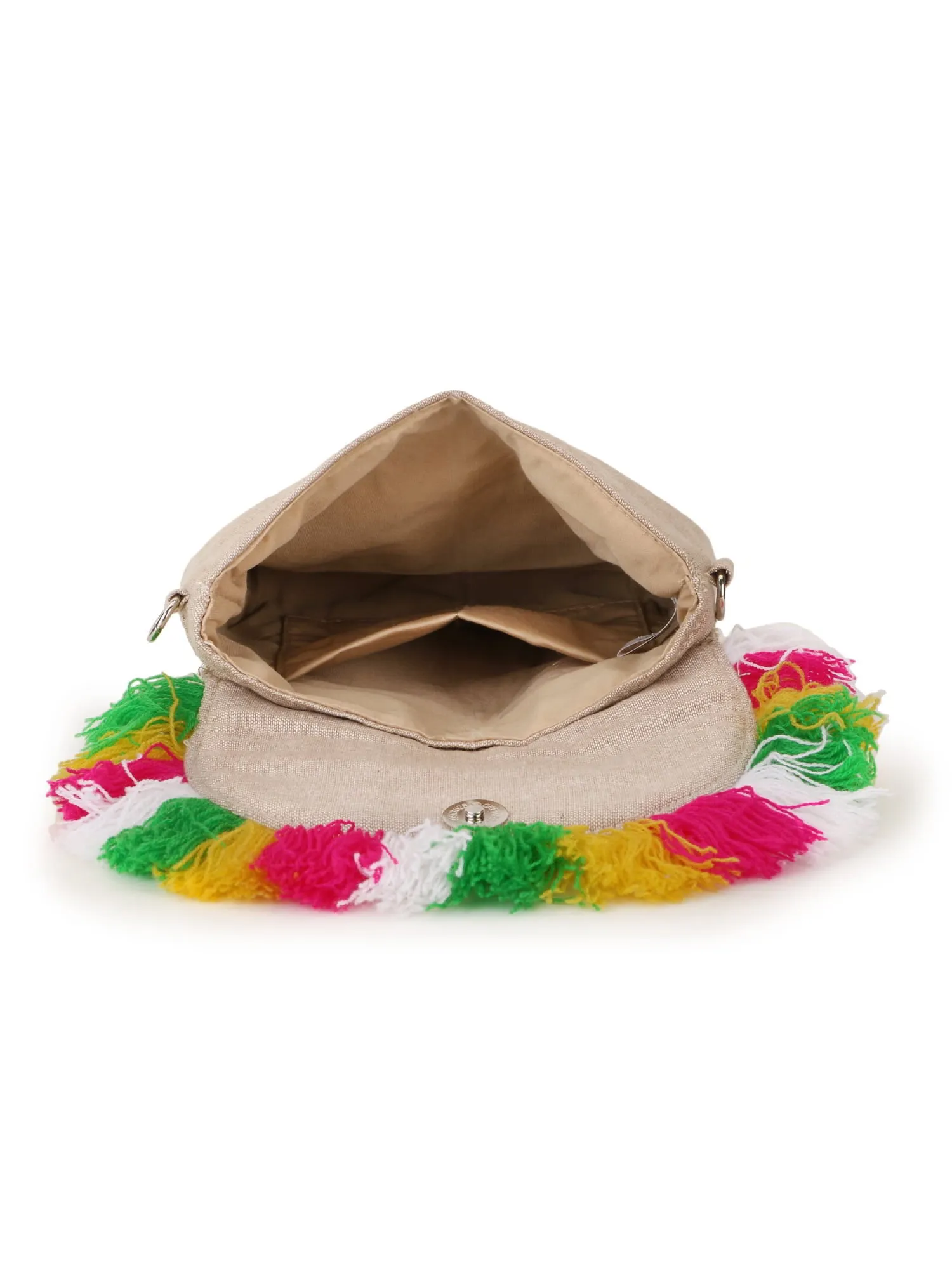 Boho Cotton Canvas Ethnic Motifs Embellished Sling Bag