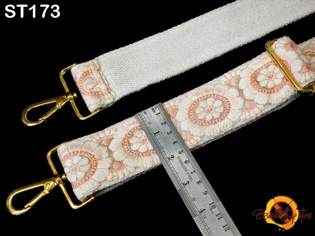 Boho Messenger Crossbody Strap Guitar Strap Gift Wife Embroidered Canvas Bag Strap Purse Strap  Purses Handbag Embroidery Replacement Strap