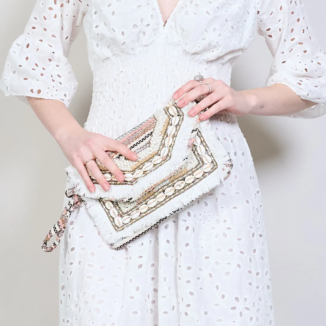 Boho shell-embellished crossbody bag wholesale