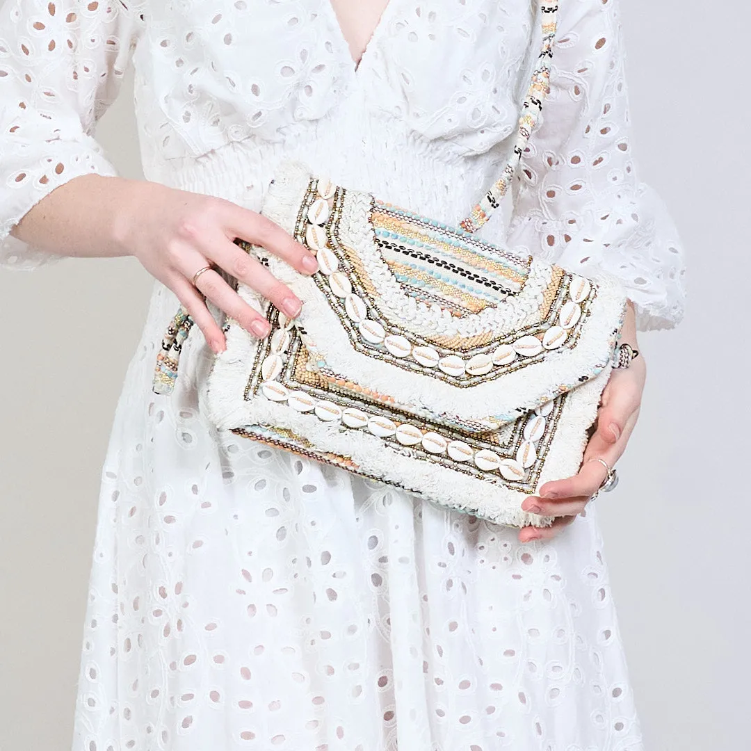 Boho shell-embellished crossbody bag wholesale