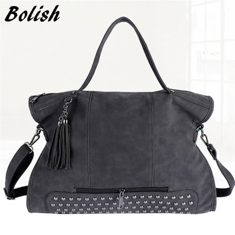 Bolish Rivet Vintage PU Leather Female Handbag