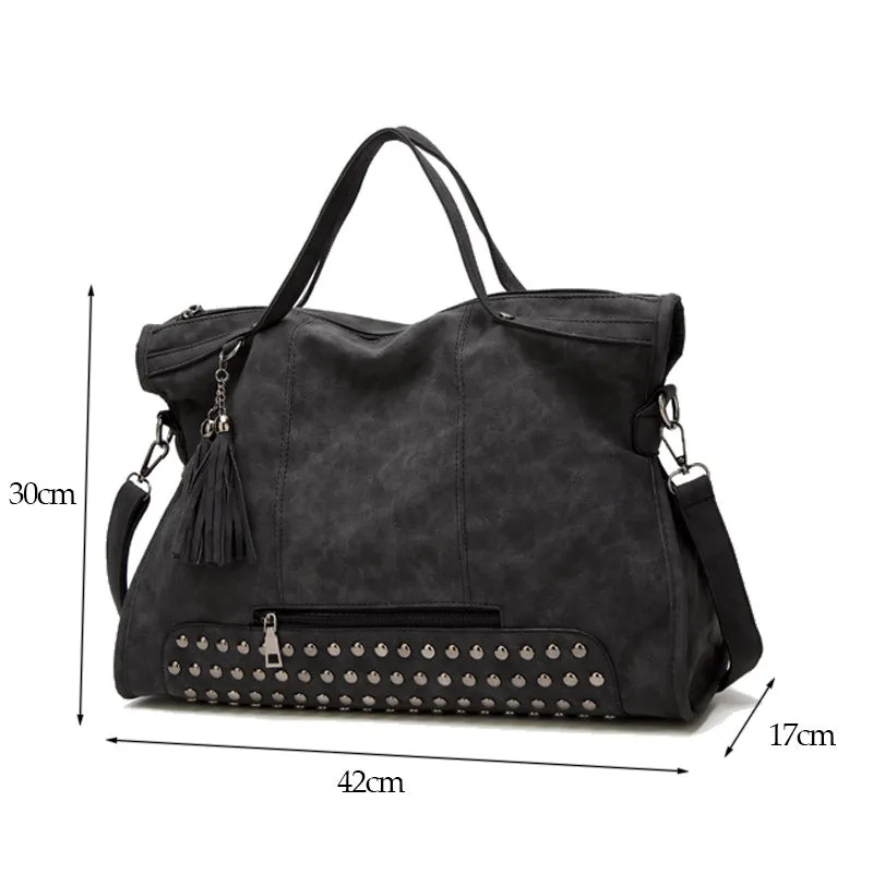 Bolish Rivet Vintage PU Leather Female Handbag