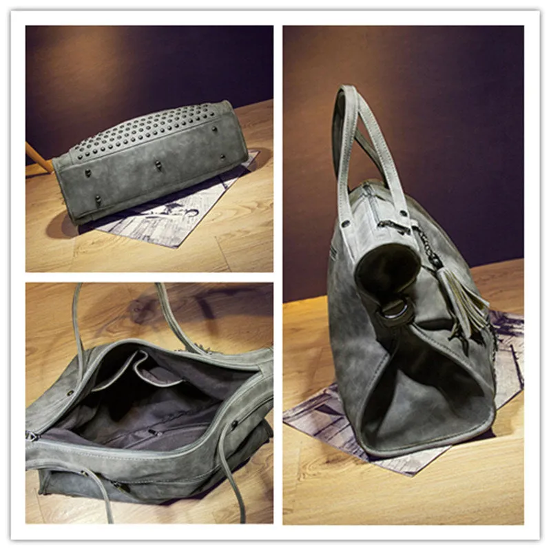 Bolish Rivet Vintage PU Leather Female Handbag