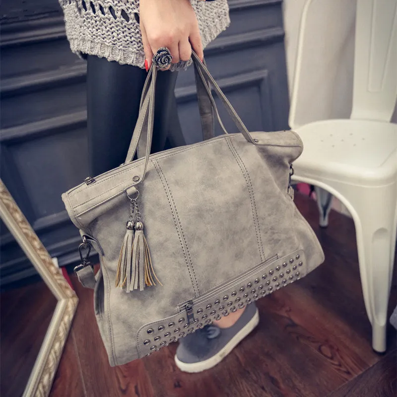 Bolish Rivet Vintage PU Leather Female Handbag