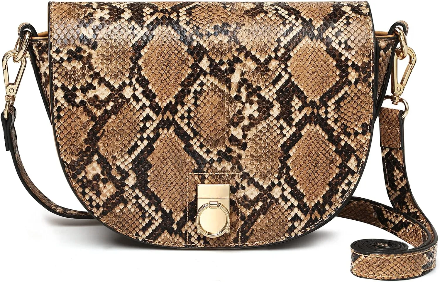 BOLOSTA Small Snakeskin Crossbody Bags for Women Medium Size Cell Phone Crossbody Purses for Ladies Cheap Cellphone Pouch Clearance Shoulder Bag, Brown