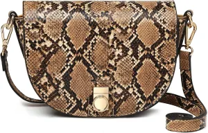 BOLOSTA Small Snakeskin Crossbody Bags for Women Medium Size Cell Phone Crossbody Purses for Ladies Cheap Cellphone Pouch Clearance Shoulder Bag, Brown