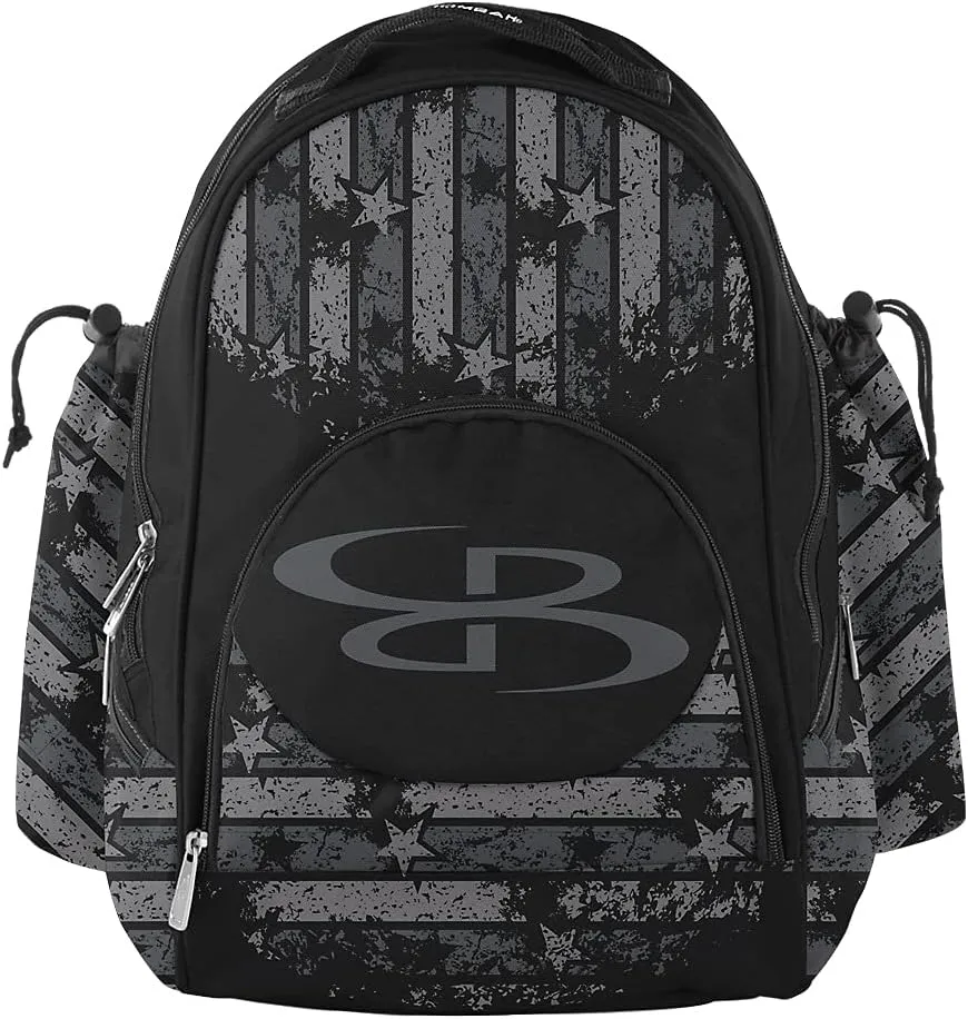 Boombah Tyro Baseball/Softball Bat Backpack - 20" x 15" x 10" - USA Freedom Black Ops Black/Charcoal