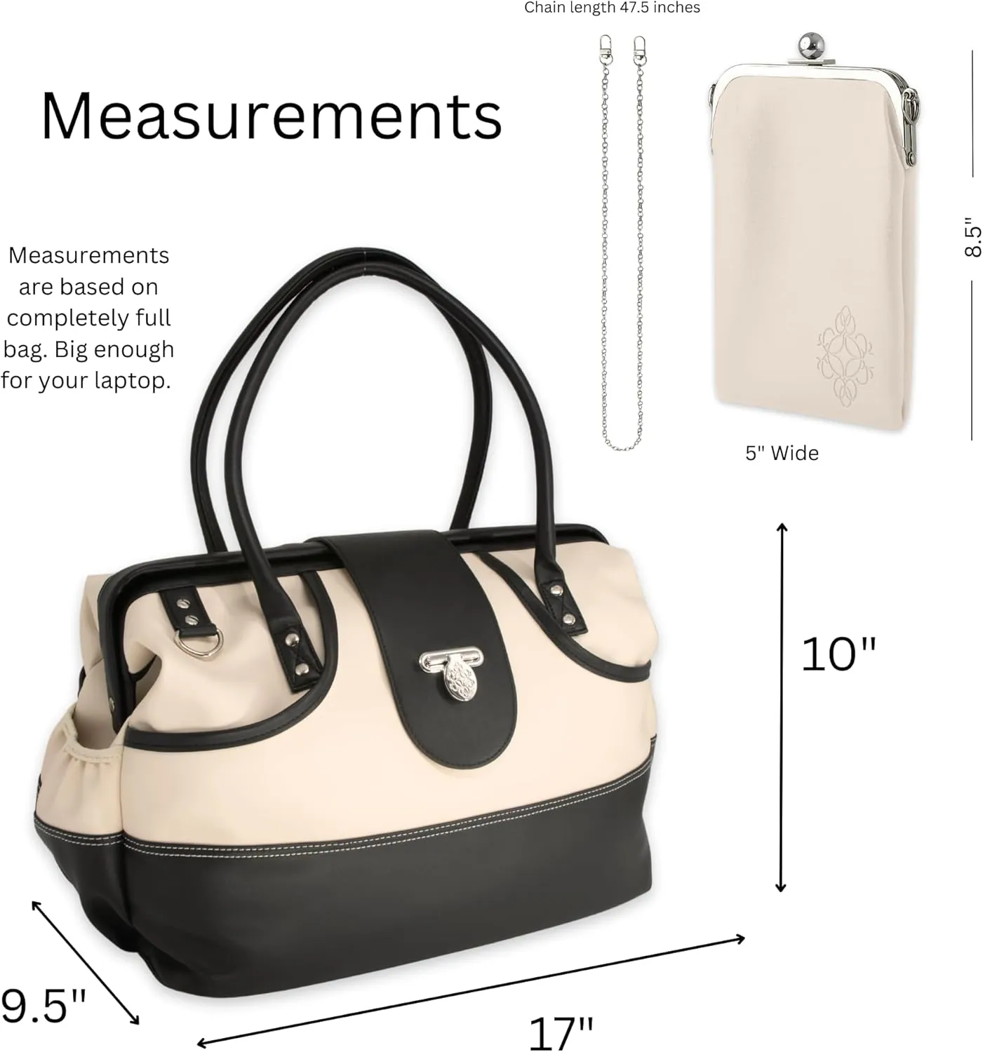 BORSALI Weekender Duffel Bag for Women with Packing Cubes, Travel Wallet, Shoe Covers, Sunglass Case Vegan Leather- Cream Bag & Cream Sunglass Case with Removable Crossbody Chain