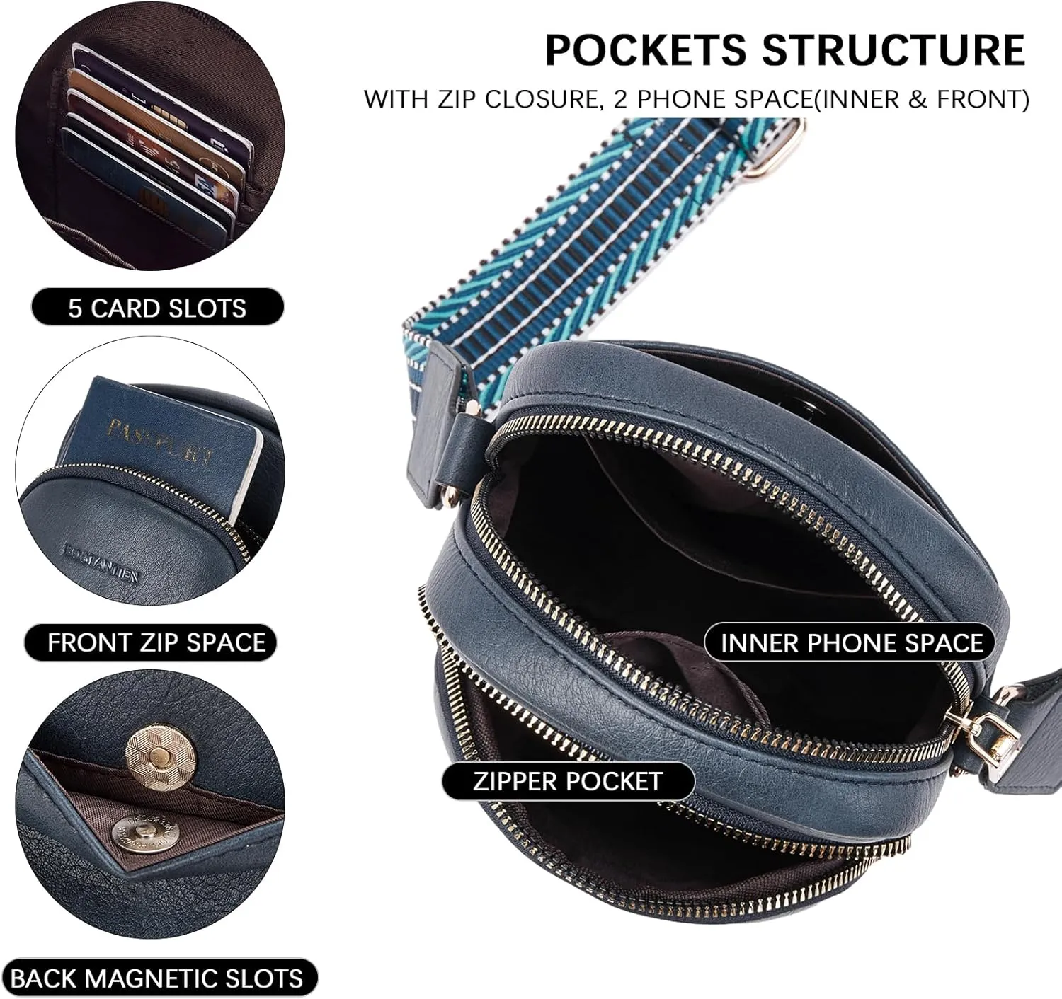 BOSTANTEN Small Crossbody Bags for Women Designer Zip Cell Phone Purse Shoulder Handbags Wallet with Card Slots