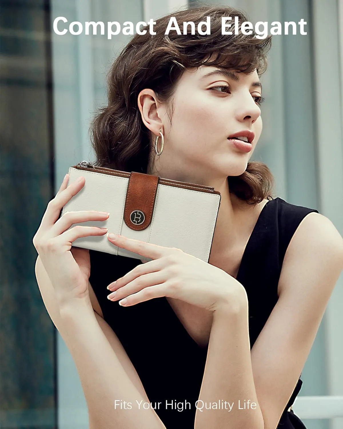 BOSTANTEN Womens Wallet Leather RFID Blocking Card Holder Large Capacity Bifold Clutch Purse with Double Zipper Pockets