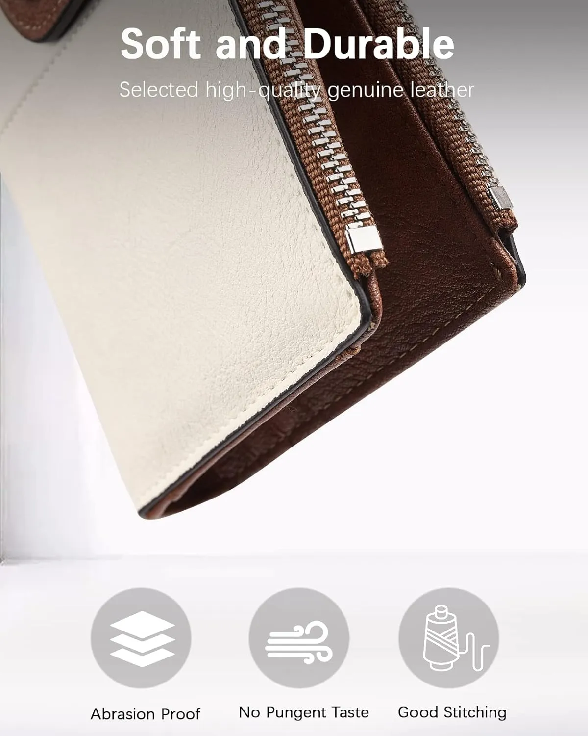 BOSTANTEN Womens Wallet Leather RFID Blocking Card Holder Large Capacity Bifold Clutch Purse with Double Zipper Pockets