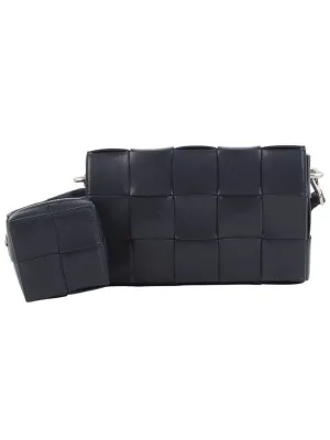 Bottega Veneta 741777 Intrecciato Pouch Cassette Cross Bag Navy 34313