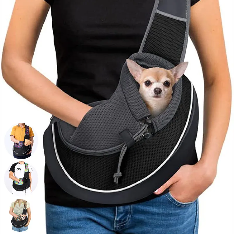 Breathable Pet Sling Carrier Bag - Comfortable & Portable Crossbody for Small Dogs and Cats”