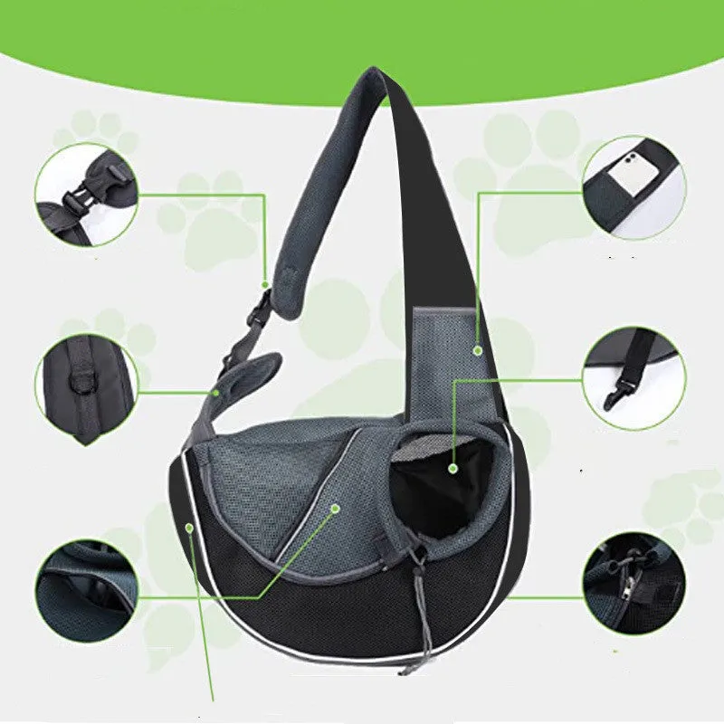 Breathable Pet Sling Carrier Bag - Comfortable & Portable Crossbody for Small Dogs and Cats”
