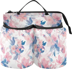 Briefcase Cup Holder Multifunctional Abstract Watercolor Flower Light Coral Blue Travel Carry-on Accessories Suitcase Attachemt
