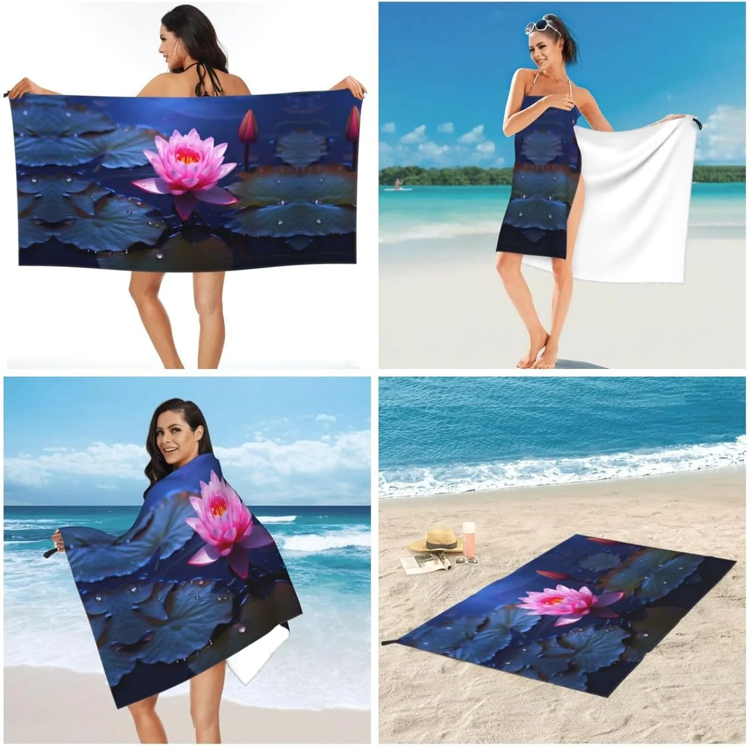 Bright Flower Premium Compact Microfiber Travel Towel-Featherlight & Quick Dry,Sand-Resistant Beach Towel for Swimming,Camping,Vacation Essentials with Carry Pouch