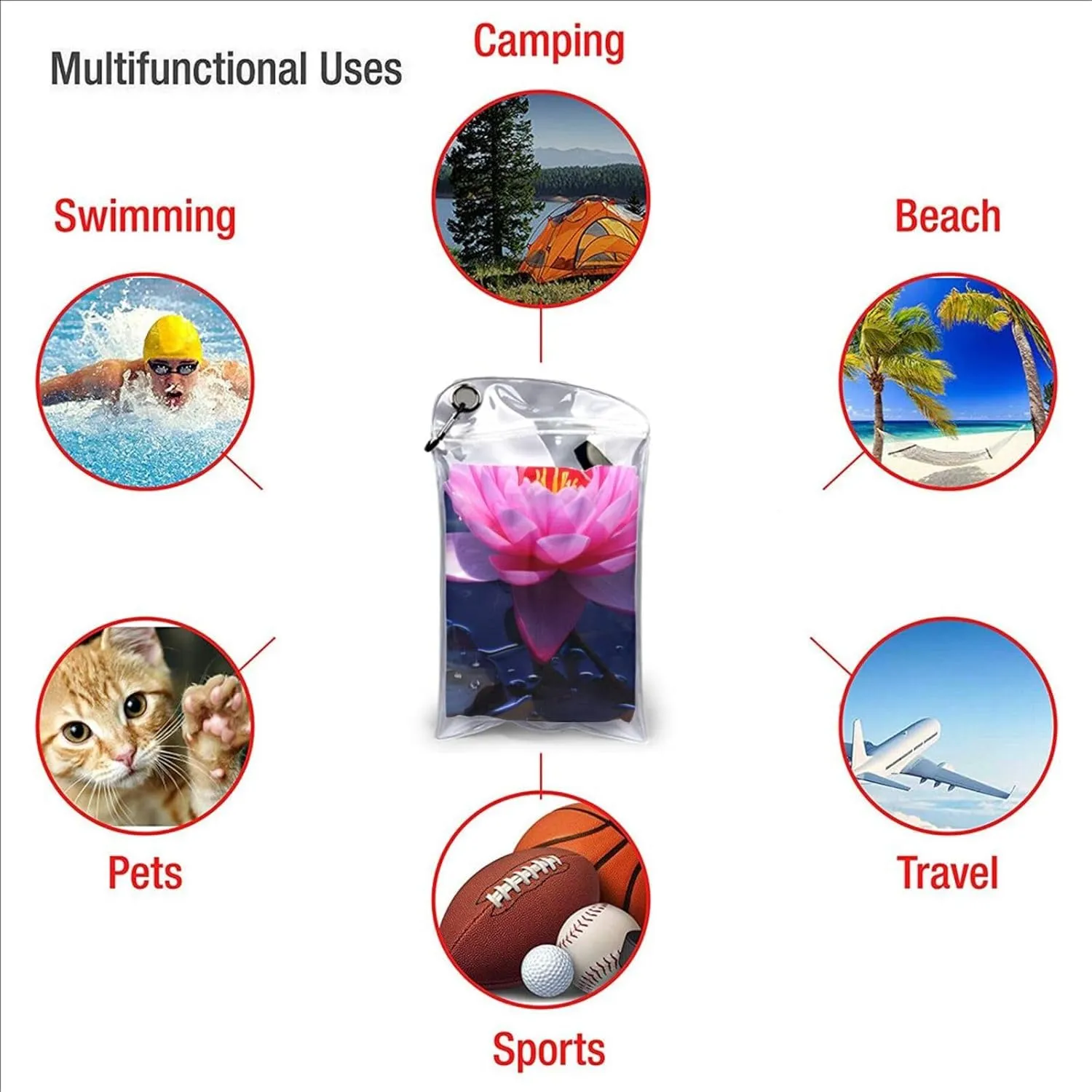 Bright Flower Premium Compact Microfiber Travel Towel-Featherlight & Quick Dry,Sand-Resistant Beach Towel for Swimming,Camping,Vacation Essentials with Carry Pouch