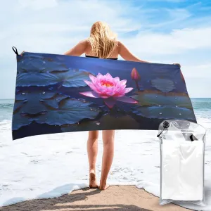 Bright Flower Premium Compact Microfiber Travel Towel-Featherlight & Quick Dry,Sand-Resistant Beach Towel for Swimming,Camping,Vacation Essentials with Carry Pouch
