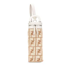Brown Fendi Zucca Leather and Straw Bottle Holder Sling Bag