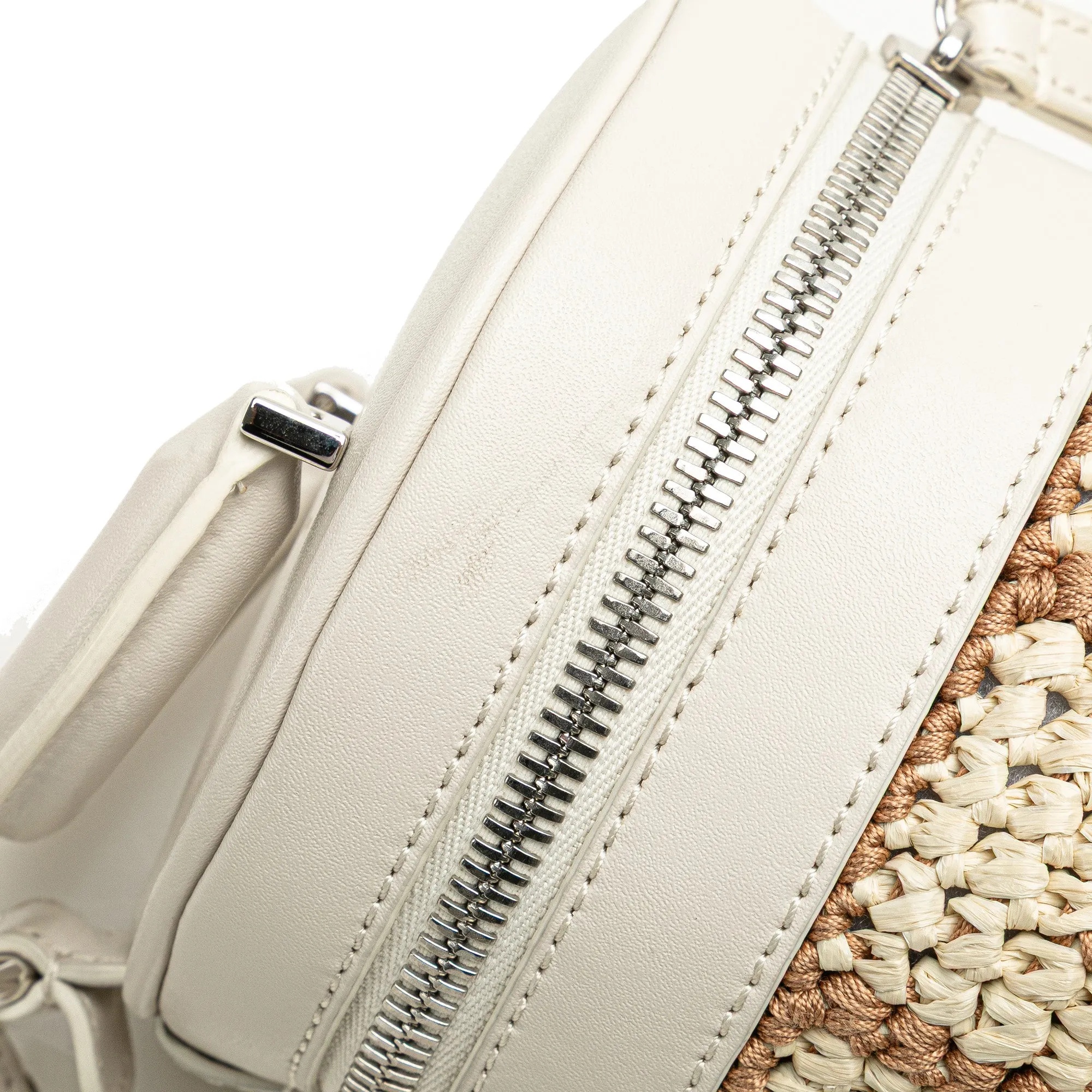 Brown Fendi Zucca Leather and Straw Bottle Holder Sling Bag