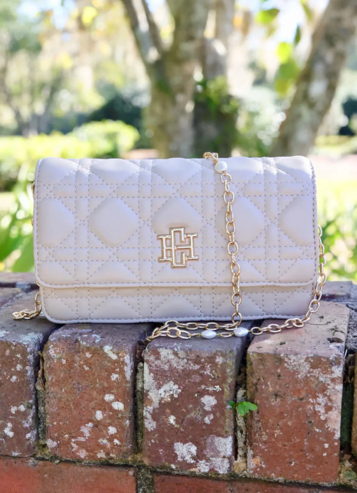 Brynleigh Cream Quilted Clutch Crossbody Purse
