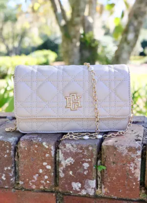 Brynleigh Cream Quilted Clutch Crossbody Purse