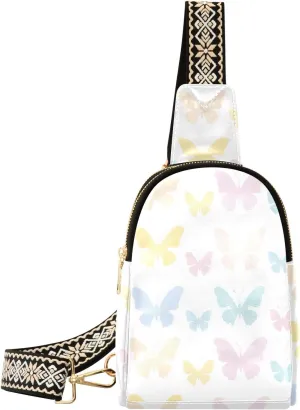 Butterfly Color Mini Crossbody Bag with Full-Print PU Leather Fashion Waist Pack with Adjustable Strap & Card Holder Great for Hiking Fishing Beach Travel & More