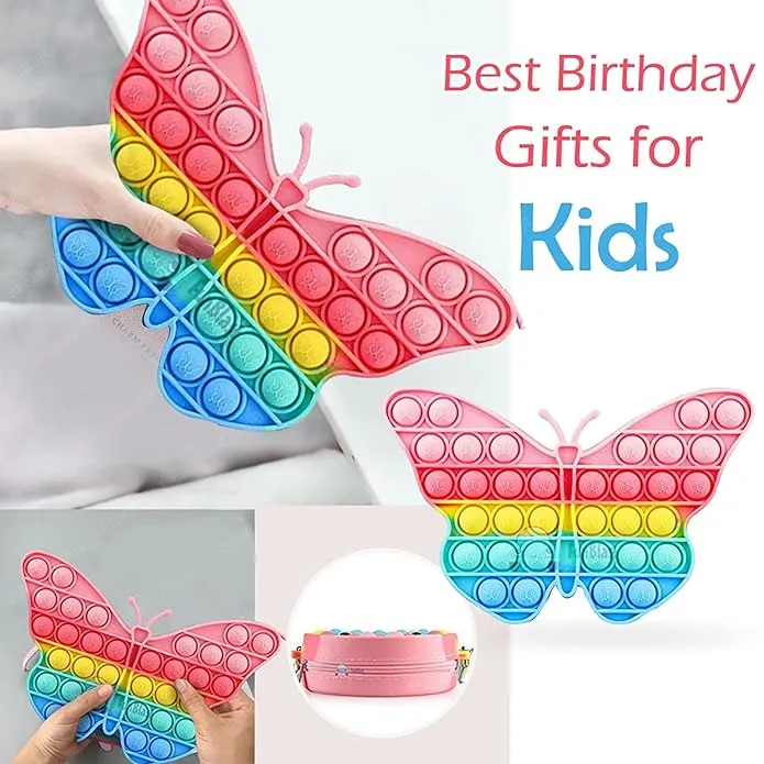 Butterfly Silicone Mini Bag for Girls with Adjustable Strap