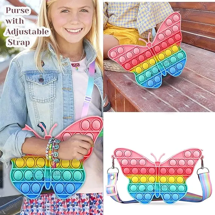 Butterfly Silicone Mini Bag for Girls with Adjustable Strap