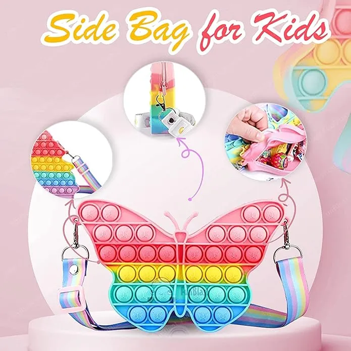 Butterfly Silicone Mini Bag for Girls with Adjustable Strap