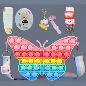 Butterfly Silicone Mini Bag for Girls with Adjustable Strap