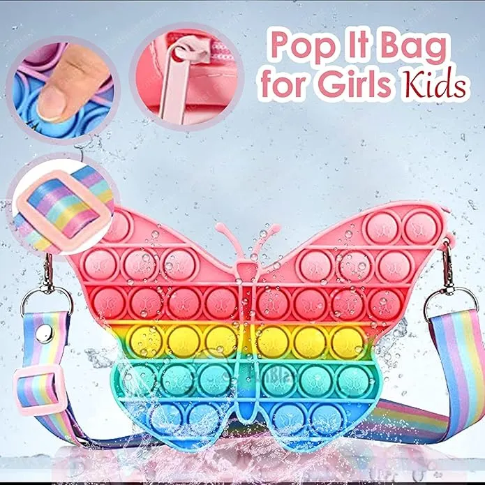 Butterfly Silicone Mini Bag for Girls with Adjustable Strap