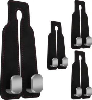 CANIPHA 4Pcs Car Seat Hooks for Headrest, Double Hook Purse Hook for Car Applies to Purse Hanger for Car Headrest Hook Car Purse Hook, Storage Headrest Hooks for Car Purse Holder for Car Tool(Black)