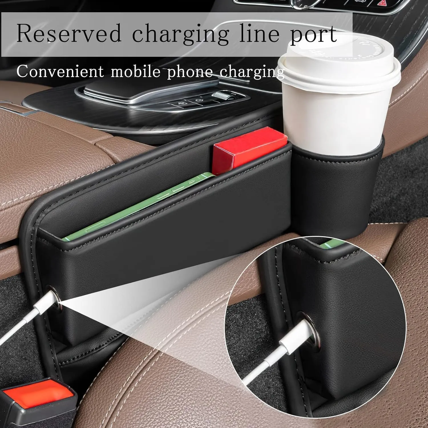 Car Seat Gap Filler Organizer for BMW Mini Countryman (R60) 2010 2011 2012 2013 2014 2015 2016, Car Gap Filler Car Seat Storage Box Seat Gap Storage Box Car Accessories,Black