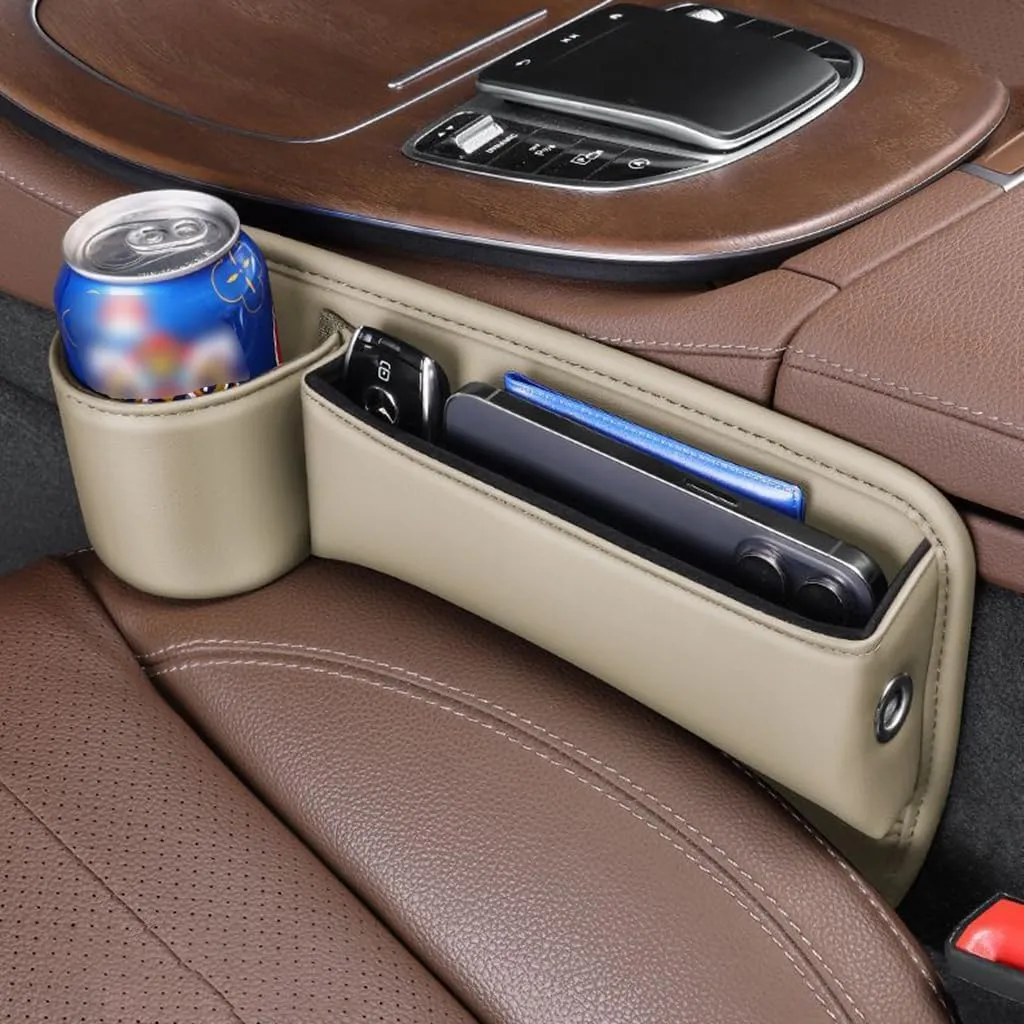 Car Seat Gap Filler Organizer for Mercedes-Benz GL (X166) 2012 2013 2014 2015, Car Gap Filler Car Seat Storage Box Seat Gap Storage Box Car Accessories,Beige